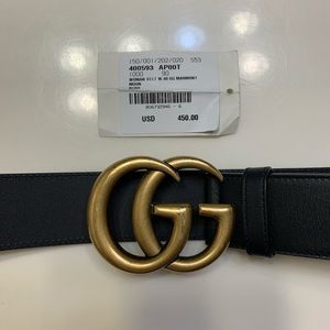 Gucci Black Leather Belt w/ Double G Buckle